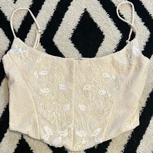 Oh Polly Embellished Corset Top and Trousers White US 8